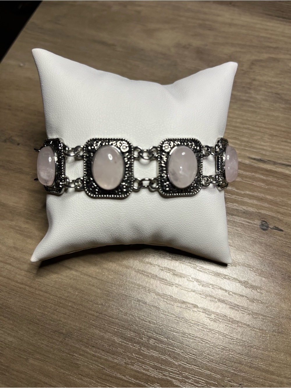 🌸 Natural Rose Quartz Vintage Style Link Bracelet 🌸